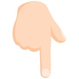 backhand index pointing down: light skin tone as rendered by Messenger