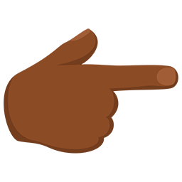 backhand index pointing right: medium-dark skin tone as rendered by Messenger