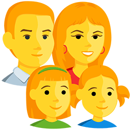 family: man, woman, girl, girl as rendered by Messenger