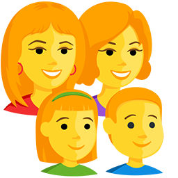 family: woman, woman, girl, boy as rendered by Messenger