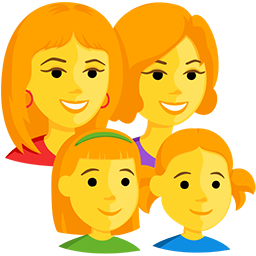 family: woman, woman, girl, girl as rendered by Messenger
