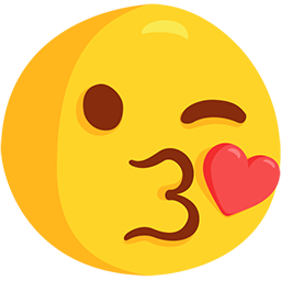 face blowing a kiss as rendered by Messenger