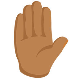 raised hand: medium skin tone as rendered by Messenger