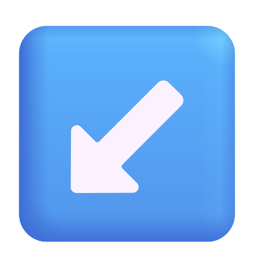 Down-Left Arrow as drawn by Microsoft 3D Fluent in Fluent 15.1