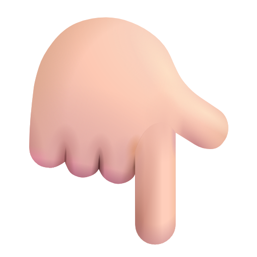 backhand index pointing down: light skin tone as rendered by Microsoft 3D Fluent