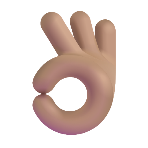 OK hand: medium skin tone as rendered by Microsoft 3D Fluent