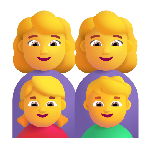 family: woman, woman, girl, boy as rendered by Microsoft 3D Fluent