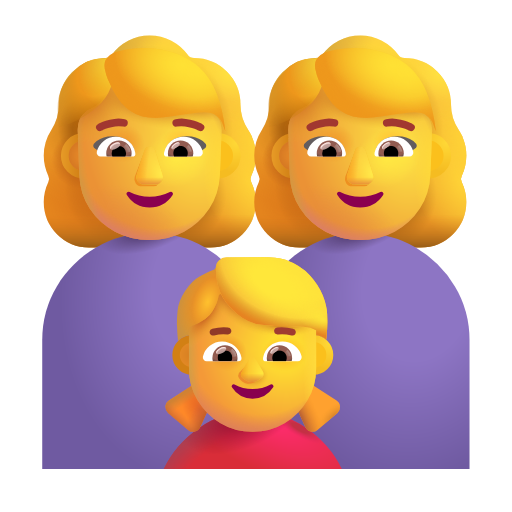 family: woman, woman, girl as rendered by Microsoft 3D Fluent