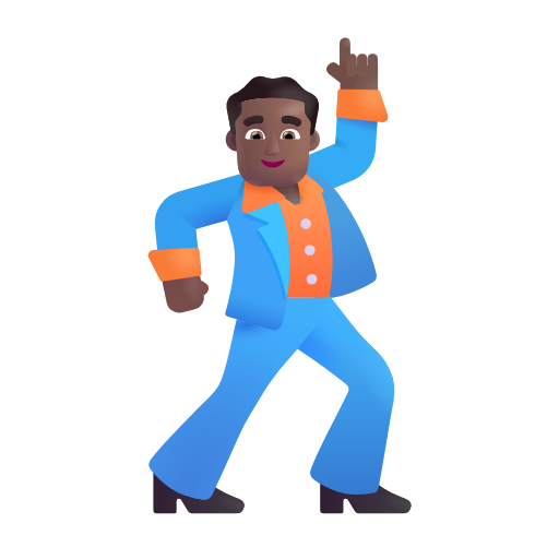 man dancing: medium-dark skin tone as rendered by Microsoft 3D Fluent