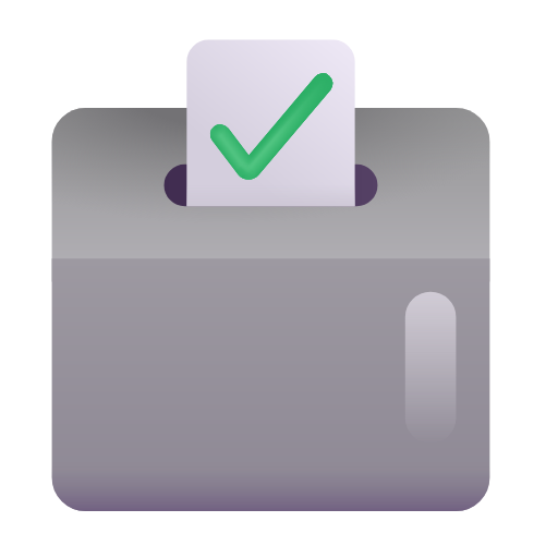 ballot box with ballot as rendered by Microsoft 3D Fluent