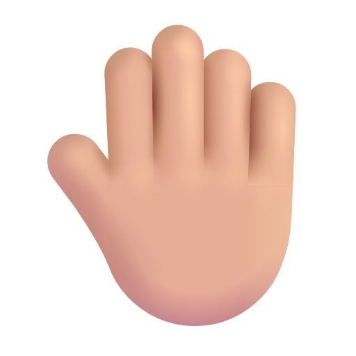 raised back of hand: medium-light skin tone as rendered by Microsoft 3D Fluent