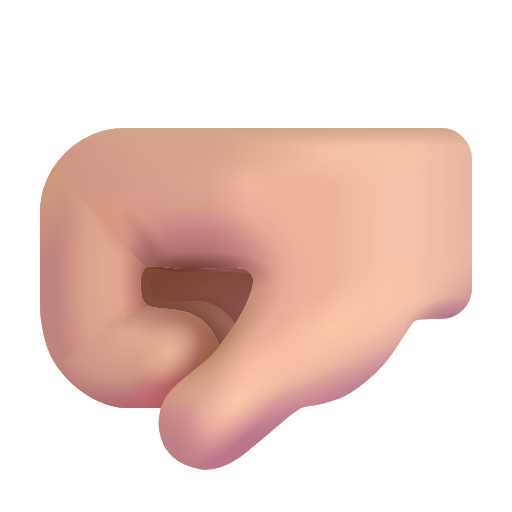 left-facing fist: medium-light skin tone as rendered by Microsoft 3D Fluent