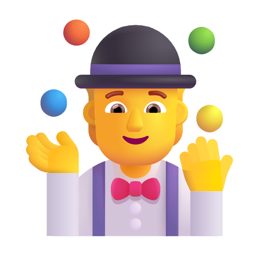 person juggling as rendered by Microsoft 3D Fluent