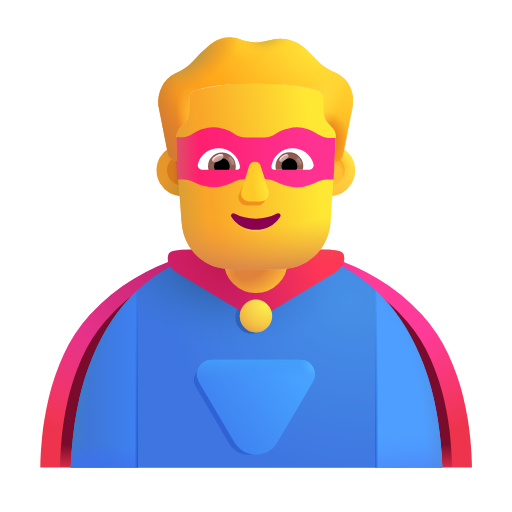 man superhero as rendered by Microsoft 3D Fluent
