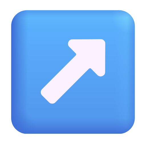 freccia rivolta verso destra che punta in alto as rendered by Microsoft 3D Fluent