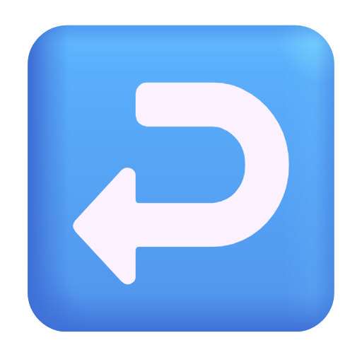 right arrow curving left as rendered by Microsoft 3D Fluent
