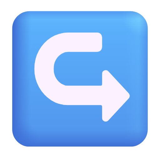 left arrow curving right as rendered by Microsoft 3D Fluent