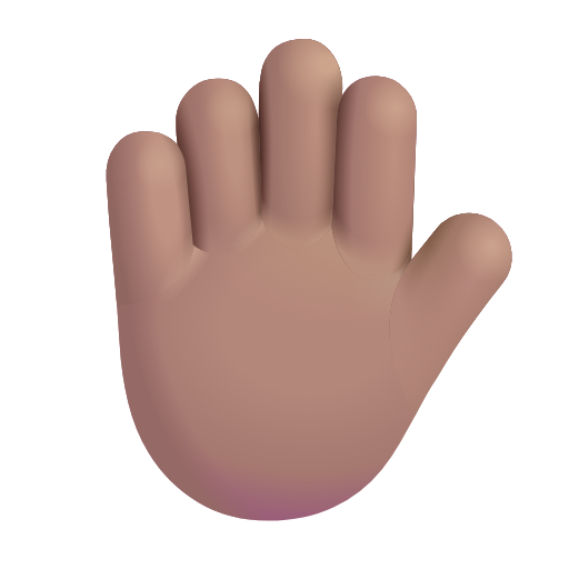 raised hand: medium skin tone as rendered by Microsoft 3D Fluent