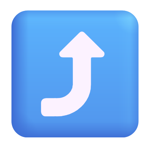right arrow curving up as rendered by Microsoft 3D Fluent