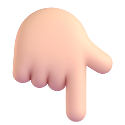 backhand index pointing down: light skin tone as rendered by Microsoft Teams