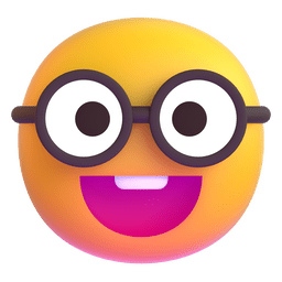 faccina nerd as rendered by Microsoft Teams