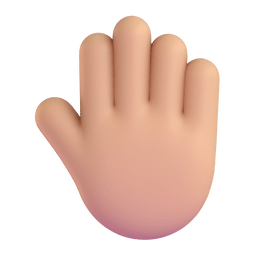 raised back of hand: medium-light skin tone as rendered by Microsoft Teams