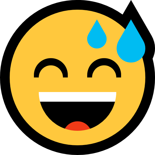 Grinning Face with Sweat as drawn by Microsoft in Windows 10 Anniversary Update