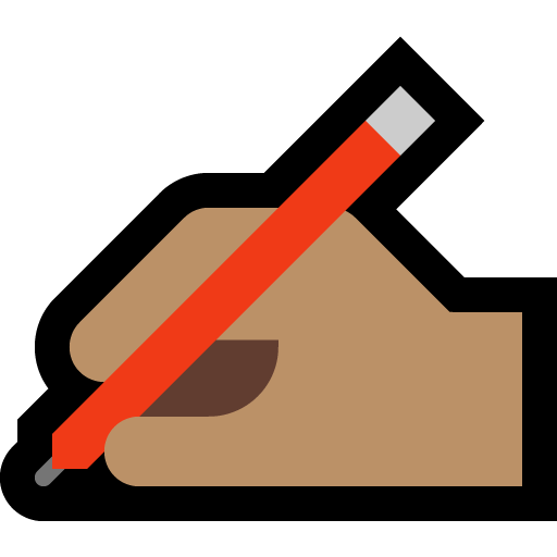 writing hand: medium skin tone — Microsoft
