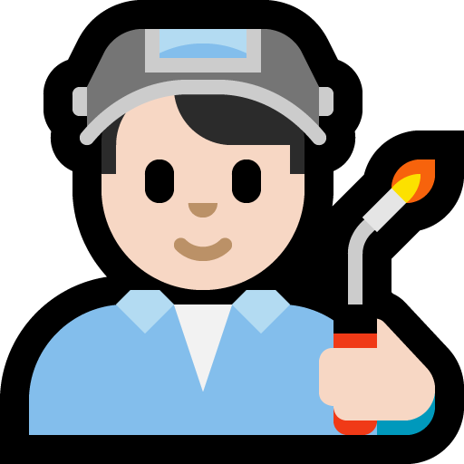 man factory worker: light skin tone — Microsoft