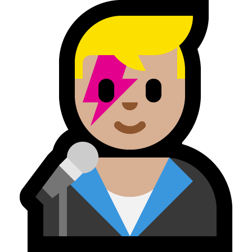 man singer: medium-light skin tone — Microsoft