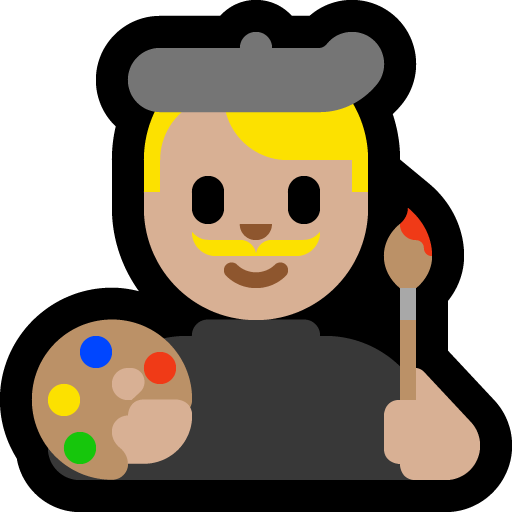 man artist: medium-light skin tone — Microsoft