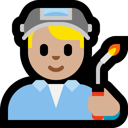 man factory worker: medium-light skin tone — Microsoft