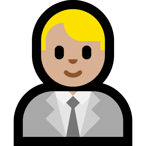 man office worker: medium-light skin tone — Microsoft