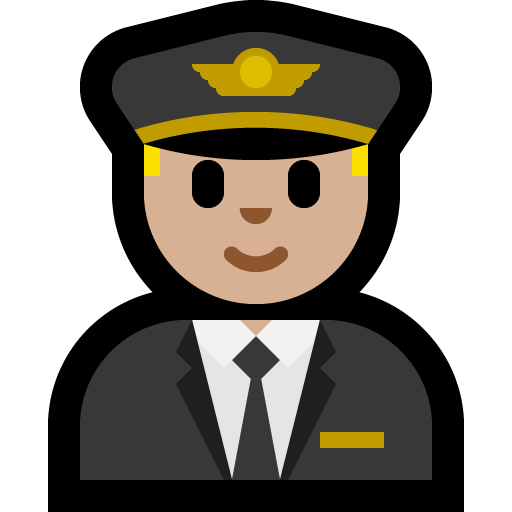 man pilot: medium-light skin tone — Microsoft