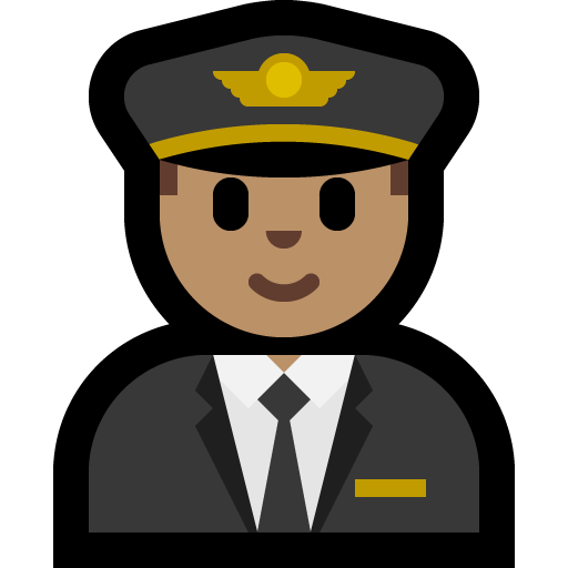 man pilot: medium skin tone — Microsoft