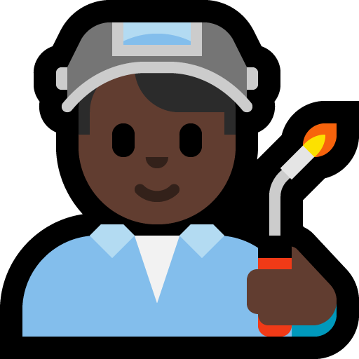 man factory worker: dark skin tone — Microsoft
