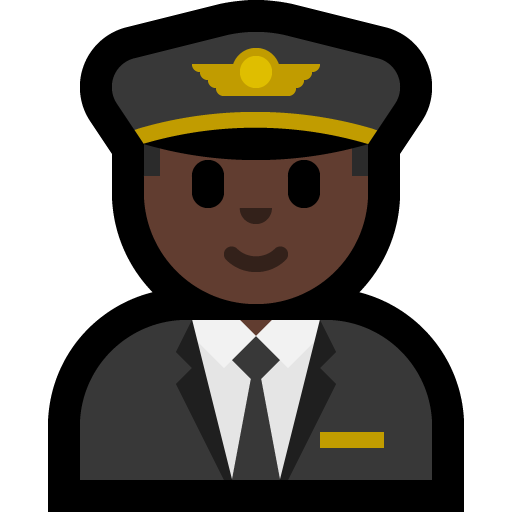 man pilot: dark skin tone — Microsoft