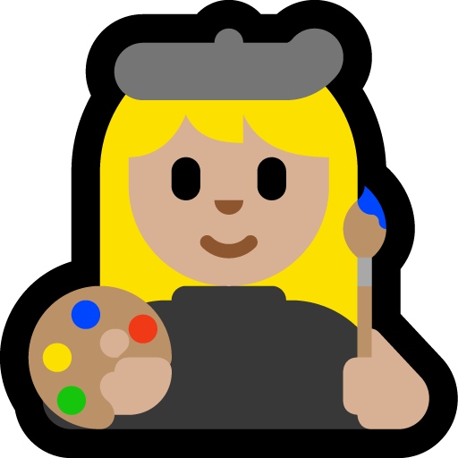 woman artist: medium-light skin tone — Microsoft