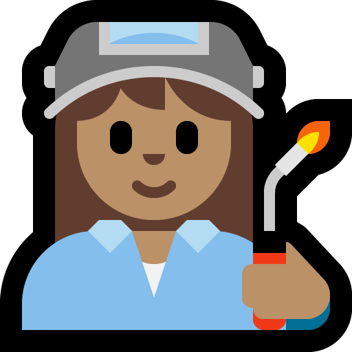 woman factory worker: medium skin tone — Microsoft