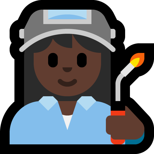 woman factory worker: dark skin tone — Microsoft