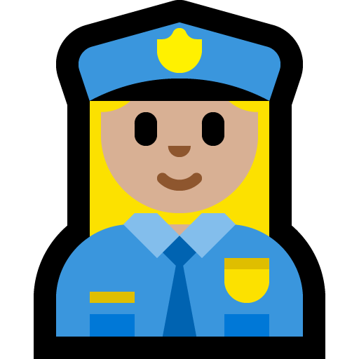 woman police officer: medium-light skin tone — Microsoft