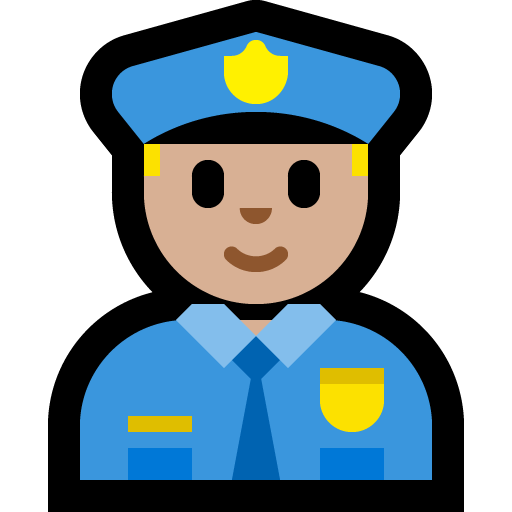 man police officer: medium-light skin tone — Microsoft