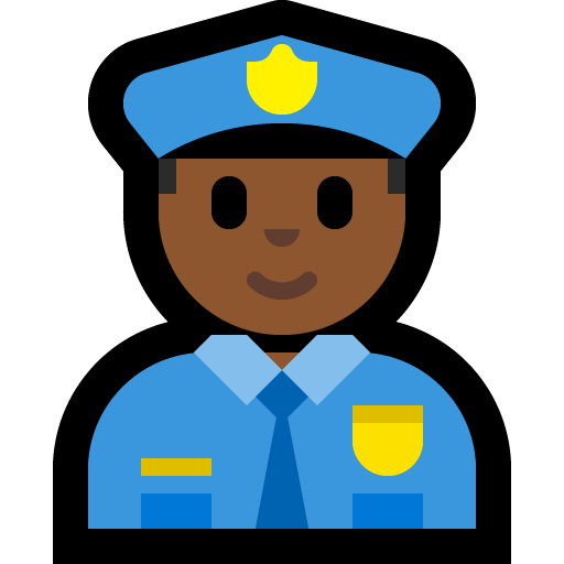 man police officer: medium-dark skin tone — Microsoft