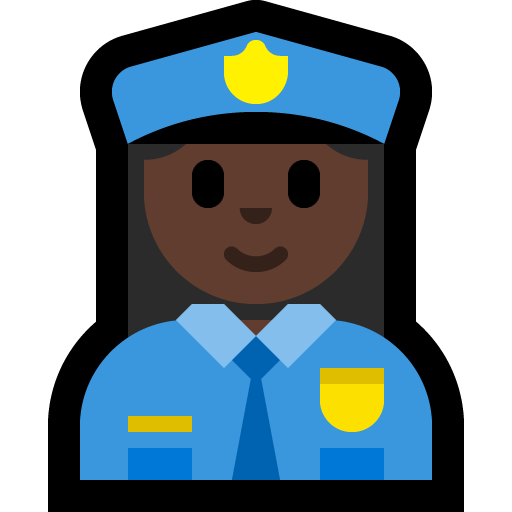 woman police officer: dark skin tone — Microsoft