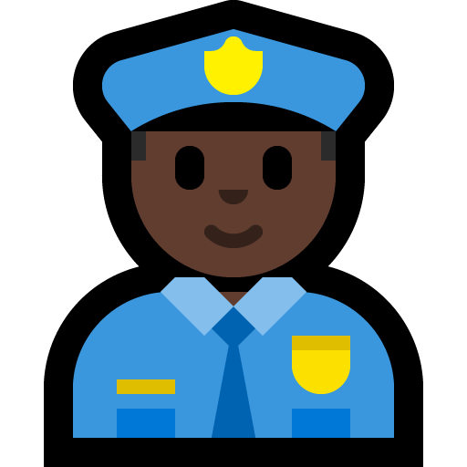 man police officer: dark skin tone — Microsoft