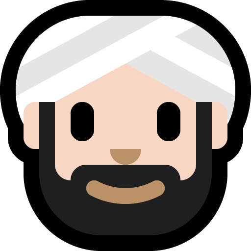 man wearing turban: light skin tone — Microsoft
