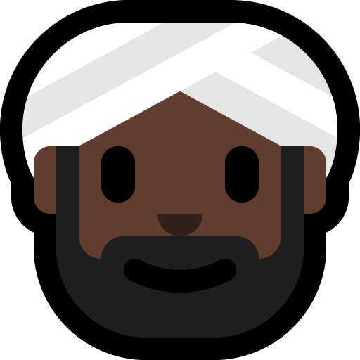 man wearing turban: dark skin tone — Microsoft