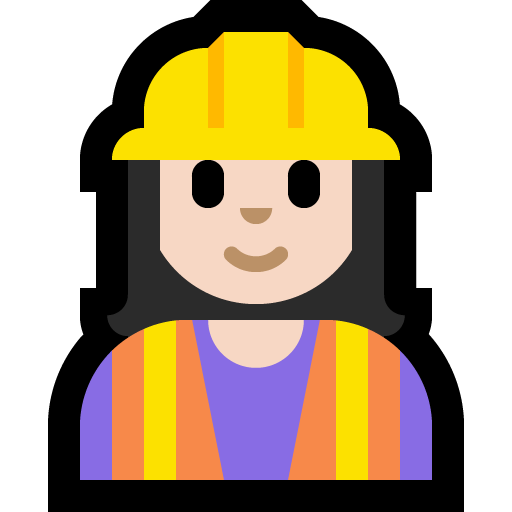 woman construction worker: light skin tone — Microsoft