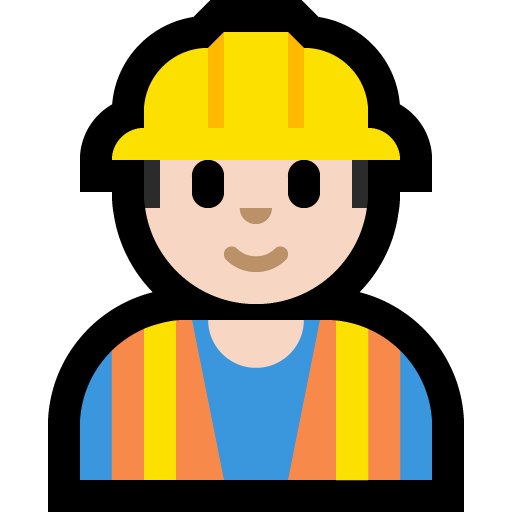 man construction worker: light skin tone — Microsoft