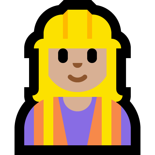 woman construction worker: medium-light skin tone — Microsoft